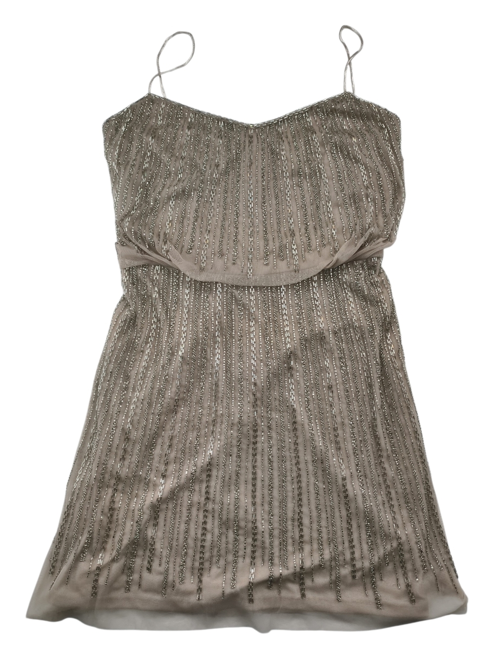 Aidan Mattox Beaded Embellished Cocktail Dress Nude Pink US 2
